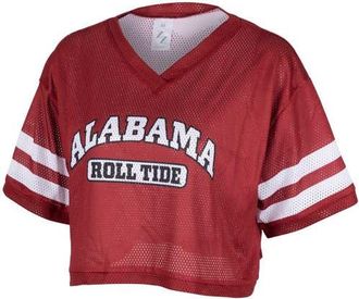 ZooZatZ Womens ZooZatz Crimson Alabama Crimson Tide Mesh Cropped V-Neck T-Shirt at Nordstrom, Size Large