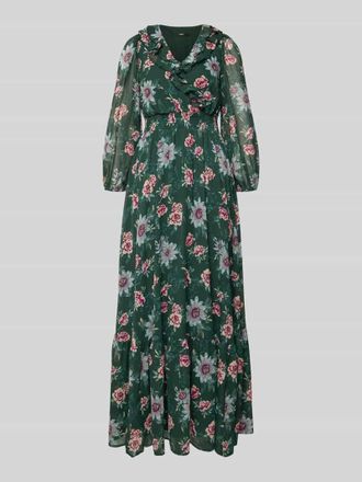 Zero Maxikleid mit Volantsaum und V-Ausschnitt in Dunkelgruen, Gr&ouml;&szlig;e 34