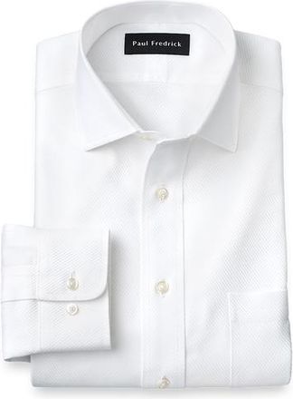 Paul Fredrick Slim Fit Non-iron Cotton Twill Spread Collar Dress Shirt in White at Nordstrom, Size 16.5 - 32