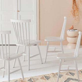 Sweeek Set Of 4 Hevea Wooden Chairs in White