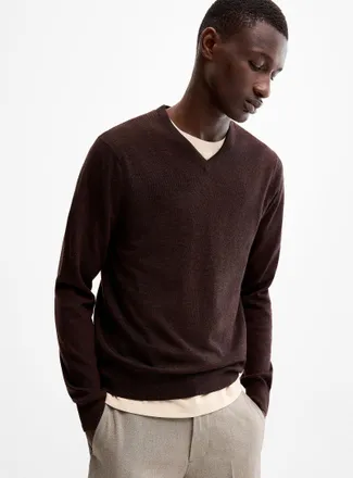 Le 31 Mens Responsible merino V-neck sweater