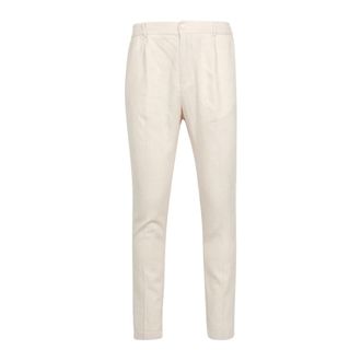 Cruna Slim-fit Trousers, male, Beige, Size: M Beige Linen Blend Trousers