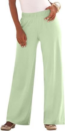 Roaman's Plus Size Pull On Wide Leg Soft Knit Pant in Green Mint at Nordstrom, Size Medium