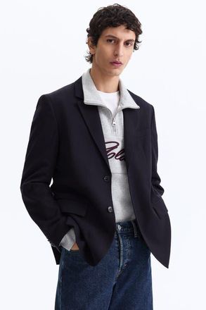 H&M Relaxed Fit Jacket in Navy Blue at Nordstrom, Size 40