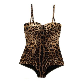 Dolce & Gabbana One-piece, female, Brown, Size: XL Leopard-print one-piece balconette swimsuit