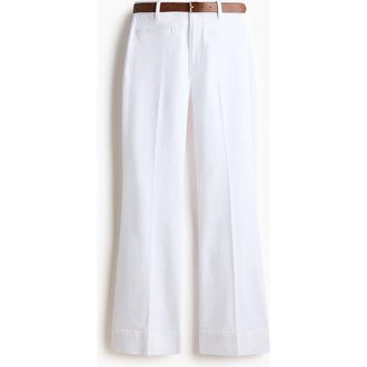 H&M Flared Twill Trousers in White at Nordstrom, Size 14