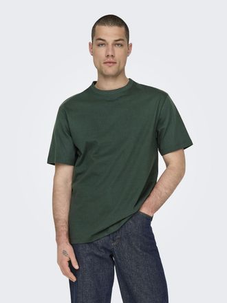 Only & Sons Rundhalsshirt ONLY & SONS ONSFRED RLX SS TEE, Herren, Gr. XXL, gr&uuml;n (schwarzest spruce), Single Jersey, Obermaterial: 100% Baumwolle, unifarben, relax