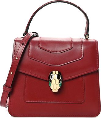 Bulgari Red Calfskin Leather Serpenti Forever Top Handle Red (Authentic Pre- Loved)