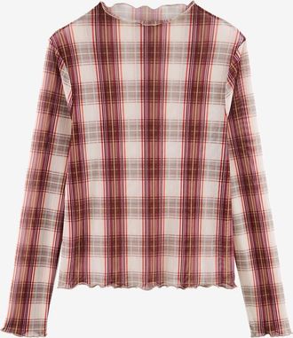 Balzac Paris Top mit U-Boot-Ausschnitt aus Tartan-Netzstoff Isabella