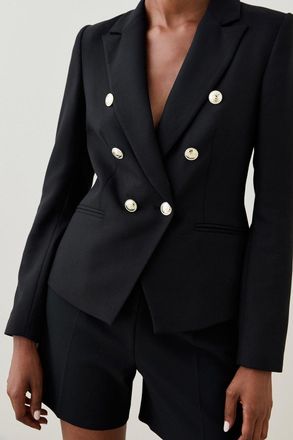 Karen Millen Womens Tailored Button Military Blazer - Black - Size 12 UK