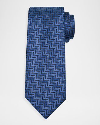 Tom Ford Mens Diagonal Chevron Silk Tie