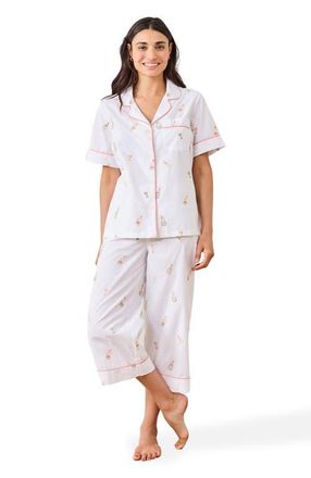 Printfresh Short Sleeve Top and Cropped Pants Set in Cloud at Nordstrom, Size X-Small