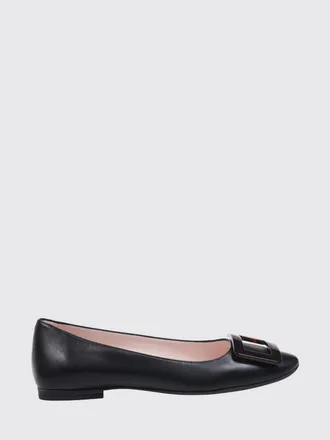 Roger Vivier Gommettine Lambskin Ballet Flats with Logo Plaque and Rounded Toe