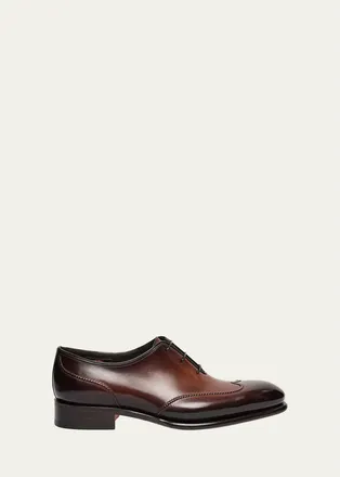 Santoni Mens People Wingtip Leather Oxfords