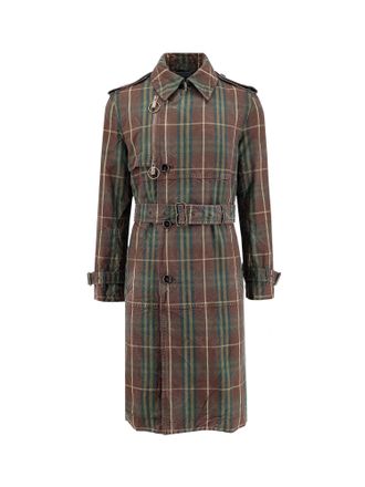 Burberry Cotton Trench With Check Motif-Uomo