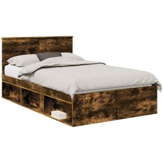 vidaXL Estructura De Cama Con Cabecera Roble Ahumado 120 X 190 Cm Vidaxl