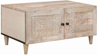 vidaXL Coffee Table with Door Beige 80 x 50 x 40 cm Solid mango wood vidaXL