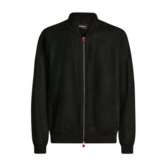Kiton Pure Linen Jas met Rits - Heren - Bomber jackets - Zwart - S - Leer - Jassen
