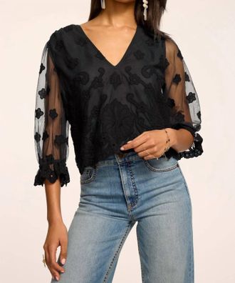 Ramy Brook Esmeralda Embroidered Blouse In Black