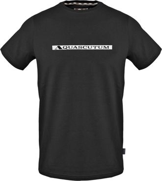 Aquascutum Heren-T-shirt met ruitjespatroon (Zwart)