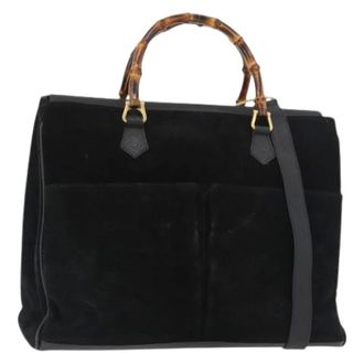 Gucci Pre-owned Handbags, female, Black, Size: ONE SIZE Pre-owned Suede Tote Bag