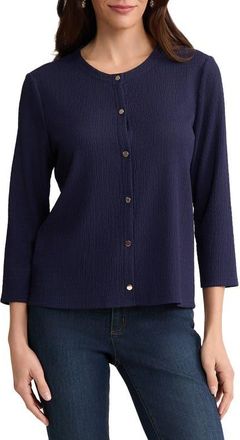 Jones New York Three Quarter Sleeve Cardigan in Pacific Navy at Nordstrom, Size X-Large