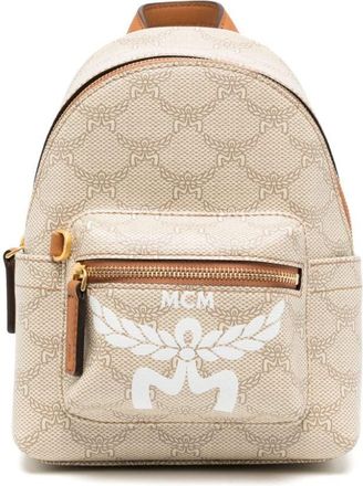 MCM small Stark Lauretos monogram backpack - women - Leather/Canvas - One Size - Neutrals