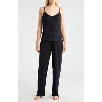 French Connection Rib Camisole & Pants Sleep Set in Utility Blue at Nordstrom, Size X-Large