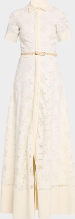 La Petite Robe Di Chiara Boni Feria Floral-Embroidered Maxi Shirtdress