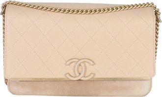 Chanel Beige, Neutral Quilted Caviar Leather & Suede Lady Coco Chain Flap Handbag (Authentic Pre-Loved)