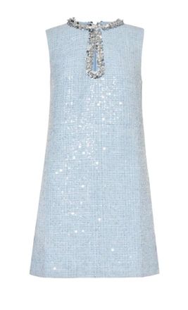 Self Portrait Baby Blue Woven Sequin Mini Dress Size XS