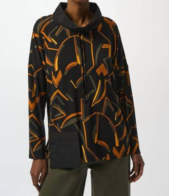 Joseph Ribkoff Cowl Neck Pullover With Pocket In Black/multi