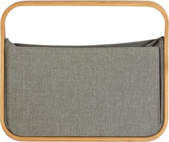 Premier Housewares Grey Wooden Handles Storage Basket/ Made Using Dull Finish Handle/ Laundry Basket/ Hamper Box/ Washing Baskets 34 x 45 x 54