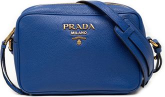 Prada Pre-owned Womens Vitello Daino Camera Bag - Medium Blue Leather - One Size