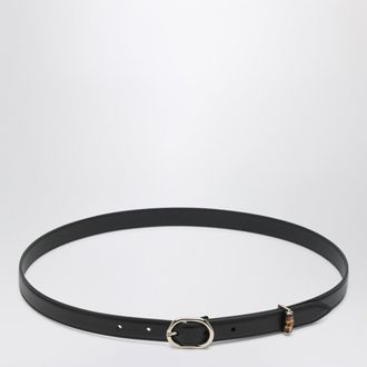 Gucci Thin black belt with oval buckle