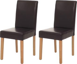 Hhg Nunca Usado] Juego De 2 Sillas De Comedor Silla De Cocina Littau, Cuero, Marr&oacute;n, Patas Claras