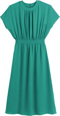 La Redoute Collections Wijd uitlopende lange jurk, elastische taille met smok