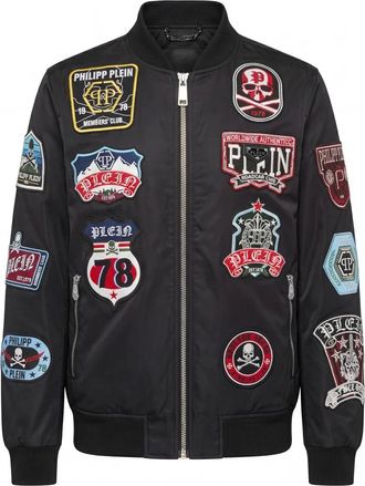 Philipp Plein Jassen, Heren, Zwart, 3Xl, Nylon, Nylon Bomber Patches