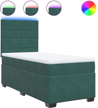 vidaXL Vidaxl - Cama Box Spring Con Colch&oacute;n Terciopelo Verde Oscuro 90x200 Cm