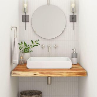vidaXL Piano Bagno 80x60x2,5 cm Rettangolare Legno Massello di Acacia vidaXL