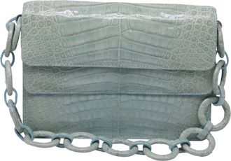 Nancy Gonzalez Nancy Gonzalez Double Flap Cain Shoulder Bag in Turquoise Crocodile Leather