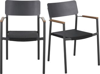 Maisons du monde Set de 2 sillas para comedor de exterior de tela plastificada y aluminio gris antracita