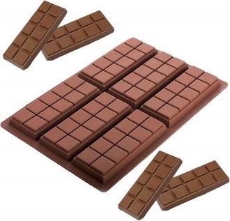 OEM Paquete De Dos Moldes De Silicona Para Barras De Chocolate, Caramelos, Molde Flexible Para Hornear (6 Celdas, 5 Secciones), Color Chocolate