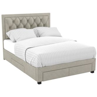 Vente-Unique Vente-unique - Letto matrimoniale con cassetti 160 x 200 cm in Velluto Beige - leopold