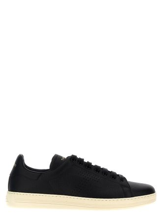 Tom Ford Mens Logo Leather Sneakers