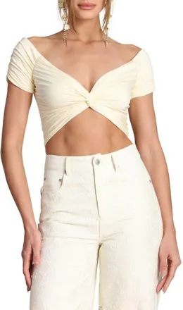 Avec Les Filles Off the Shoulder Crop Top in Cream at Nordstrom, Size X-Small
