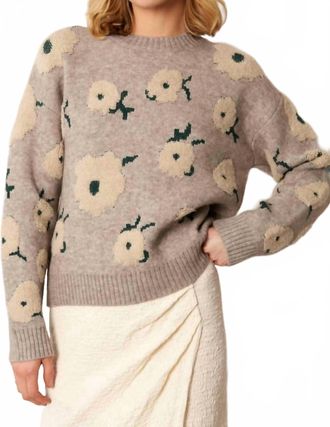 En Cr&egrave;me Flower Cloud Pullover Sweater In Grey/green