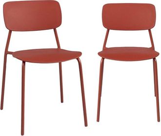 Sweeek Set of 2 stackable steel and plastic garden chairs terracotta 49x44x78.5 cm - Liva
