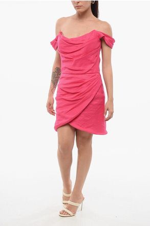 Costarellos Linen Draped LEANNA Dress size 40