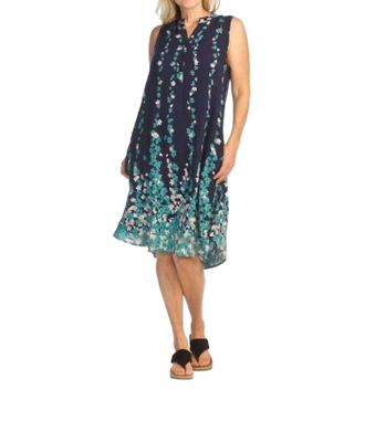Papillon Henley Dress In Blue Floral
